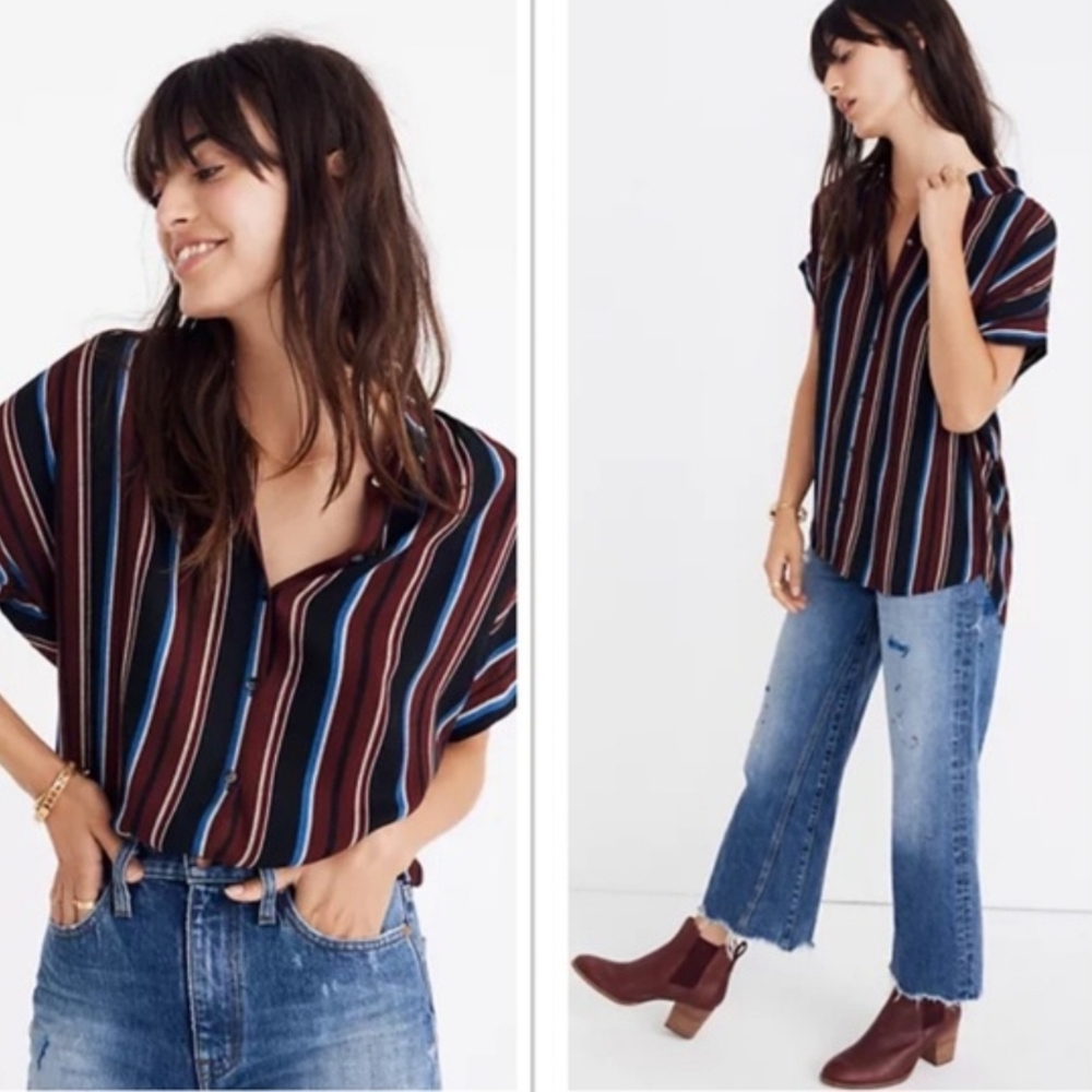Madewell Central Drapey Shirt In Menford Stripe